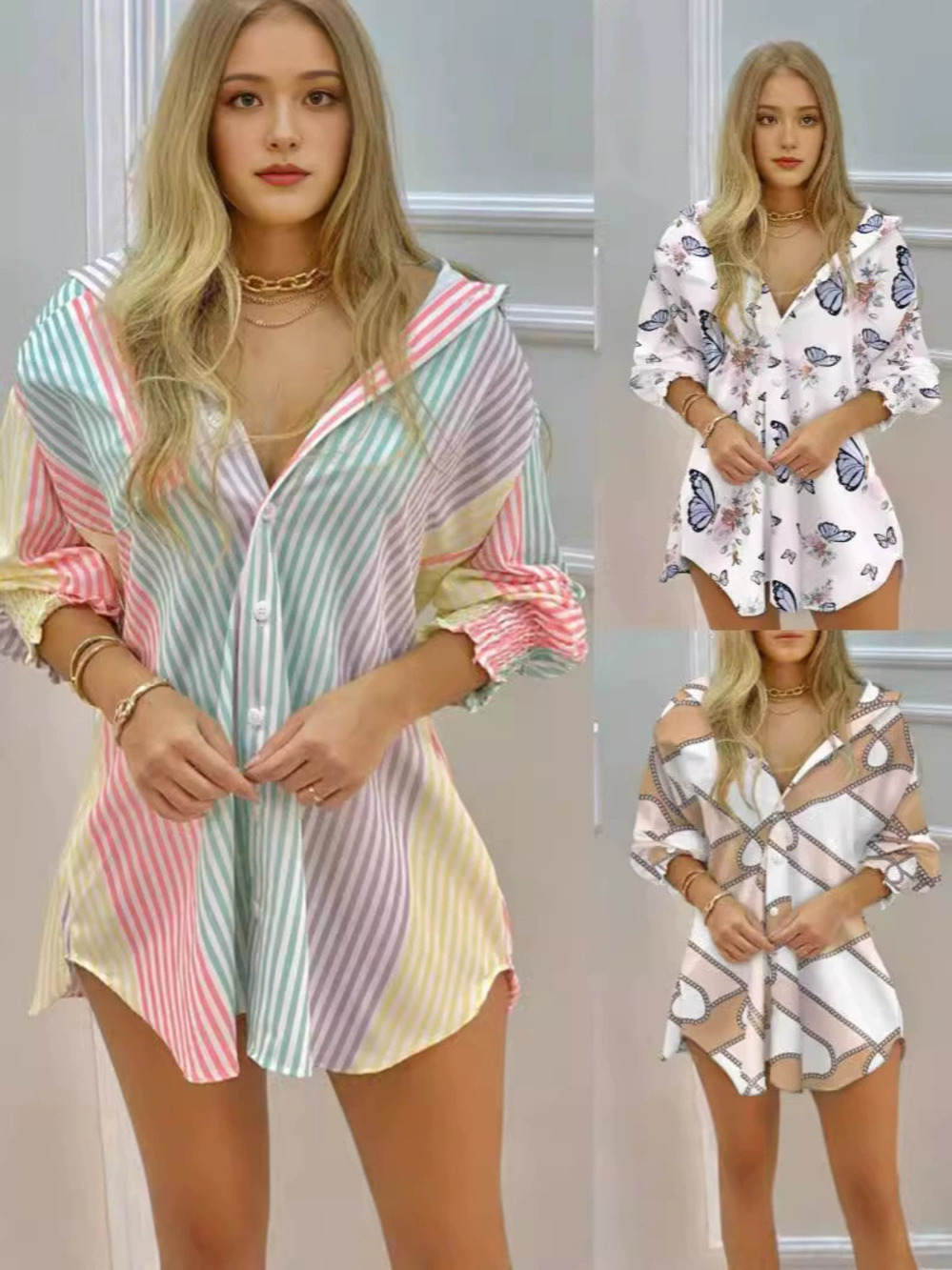 Zara Fall Long Sleeve Smocked Striped Button Down Blouse